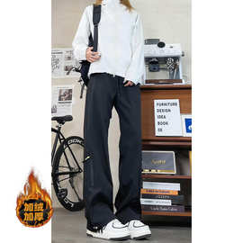 秋冬季三防加绒加厚冲锋裤男女新款窄版显瘦直筒大码户外休闲长裤