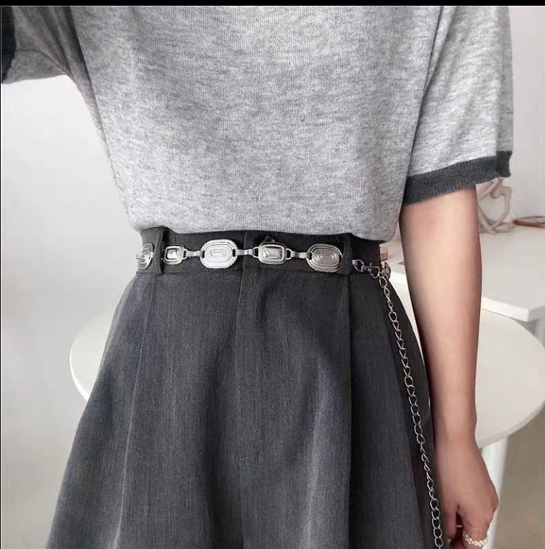 Прямоугольная резная поясная цепочка