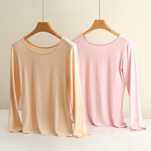 Autumn and winter Modal autumn clothing women's tight-fitting inner wear round neck thermal underwear beauty outer wear bottoming large size bottoming shirt