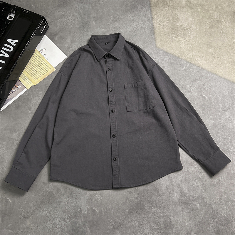 日系city boy長袖シャツ男春アメリカレトロ工装コート港風ファッションカジュアル服|undefined