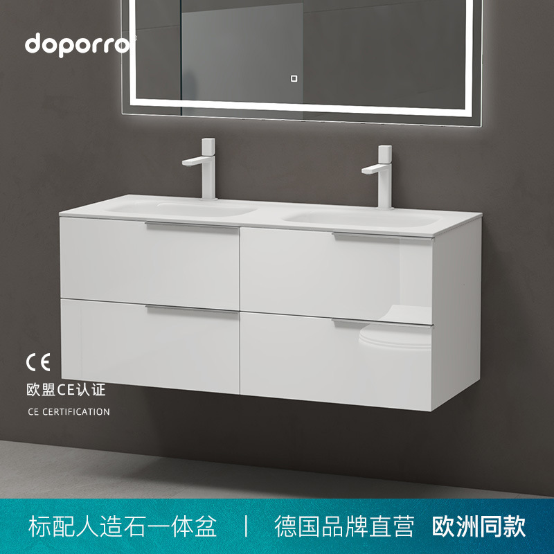 German doporro light luxury double basin sink bathroom artificial stone basin bathroom cabinet combination washbasin Hotel B & B