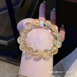 Luxury Design Yellow Agate Bracelet for Women, Large Size, Light Luxury Niche Exquisite Bracelet, Default Plastic