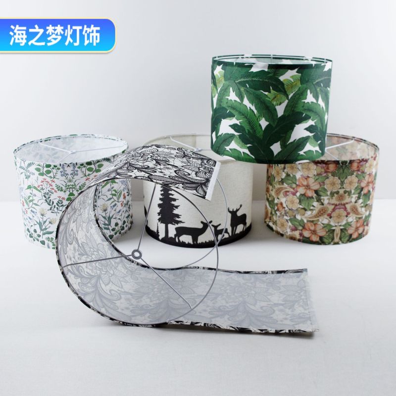 跨境亚马逊彩印图案台灯灯罩酒店民宿装饰拆卸布艺吊灯落地灯灯罩|undefined