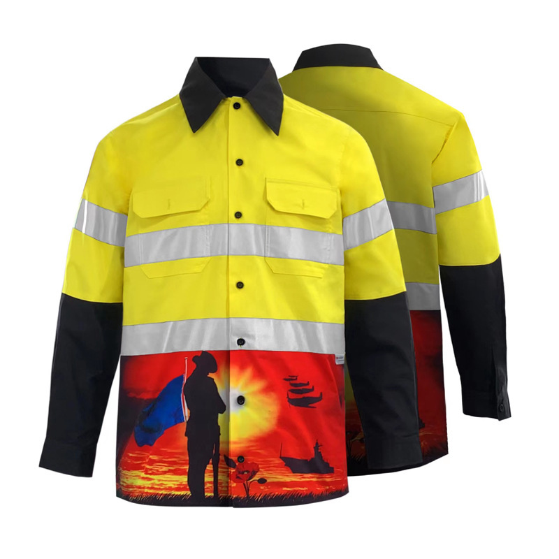 Pure Cotton Reflective Shirt Men's Long-sleeved Safety Protective Clothing for Coal Mine Workers Customized Work Clothes for Gas Station Electric Welder