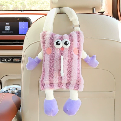 Car tissue box/set | Cartoon Monster Car Interior - by-hand-carry-model-purple-striped-tissue-box