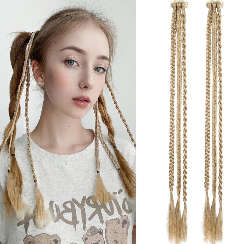 Three-Strand Small Braided Hair Extensions for Women, European and American Style, Fake Braids with Bb Clips (One Piece) Three-Strand Small Braided Hair Extensions for Women, European and American Style, Fake Braids with Bb Clips (One Piece)