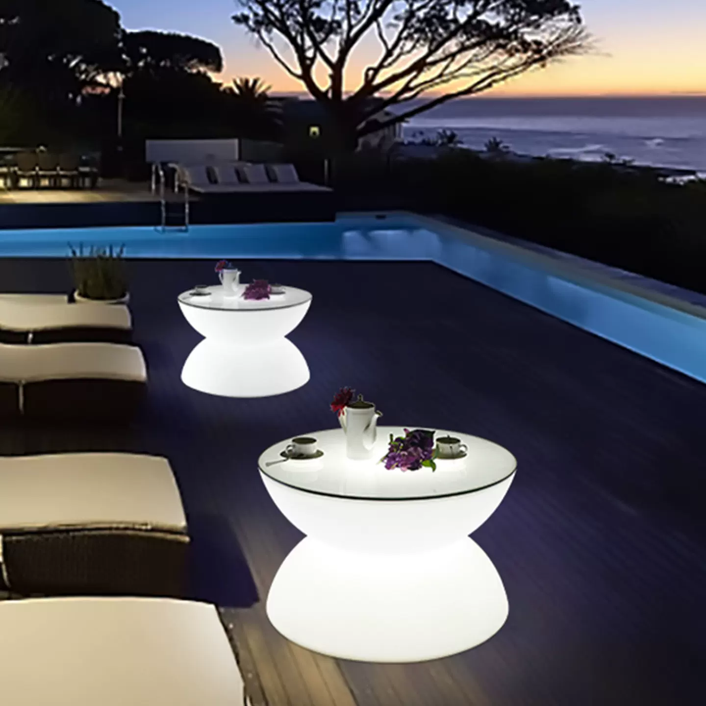 led创意网红民宿发光桌椅酒吧清吧咖啡桌圆茶几户外阳台休闲家具