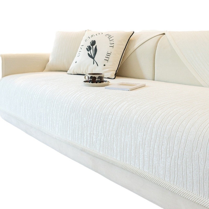 Sofá de aire crema francesa cuatro estaciones general 2024 nuevo cojín antideslizante de alta calidad sofá de piel cubierta tela