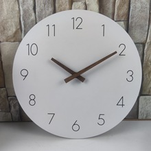 亚马逊跨境热卖MDF挂钟 客厅家居静音简约钟表实木指针轻奢石英钟