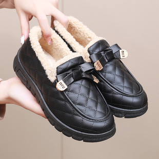 Winter New Cotton Boots, Warm and Velvet Women's Cotton Shoes, Thickened Indoor Fashion Casual Slip-On Shoes