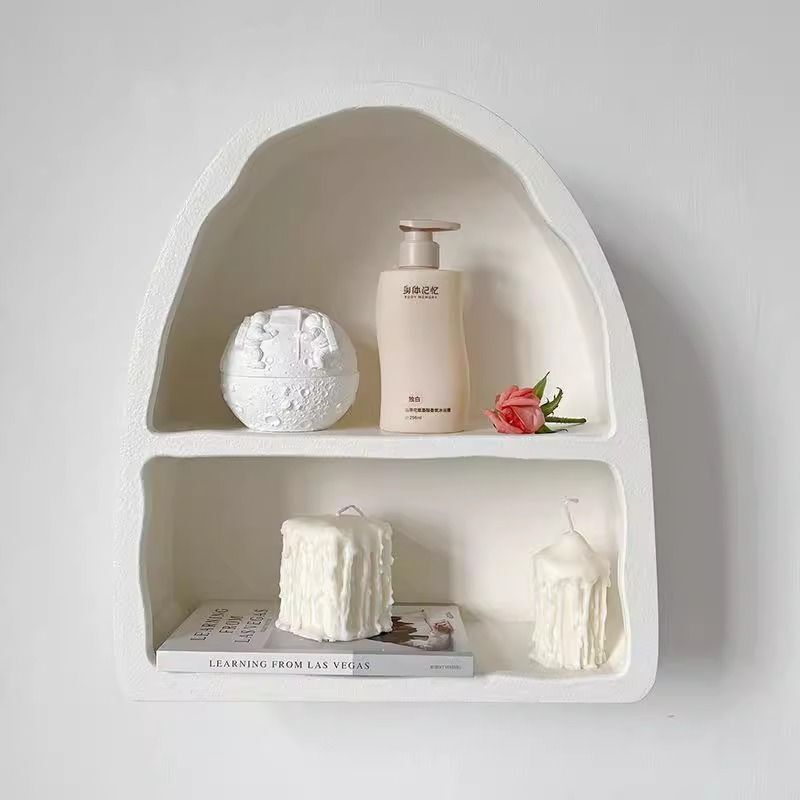 French Cream Style Wall Cabinet Wall Rack Entrance Ornaments White Arch Cabinet Storage Decorative Cabinet Perfume Cabinet