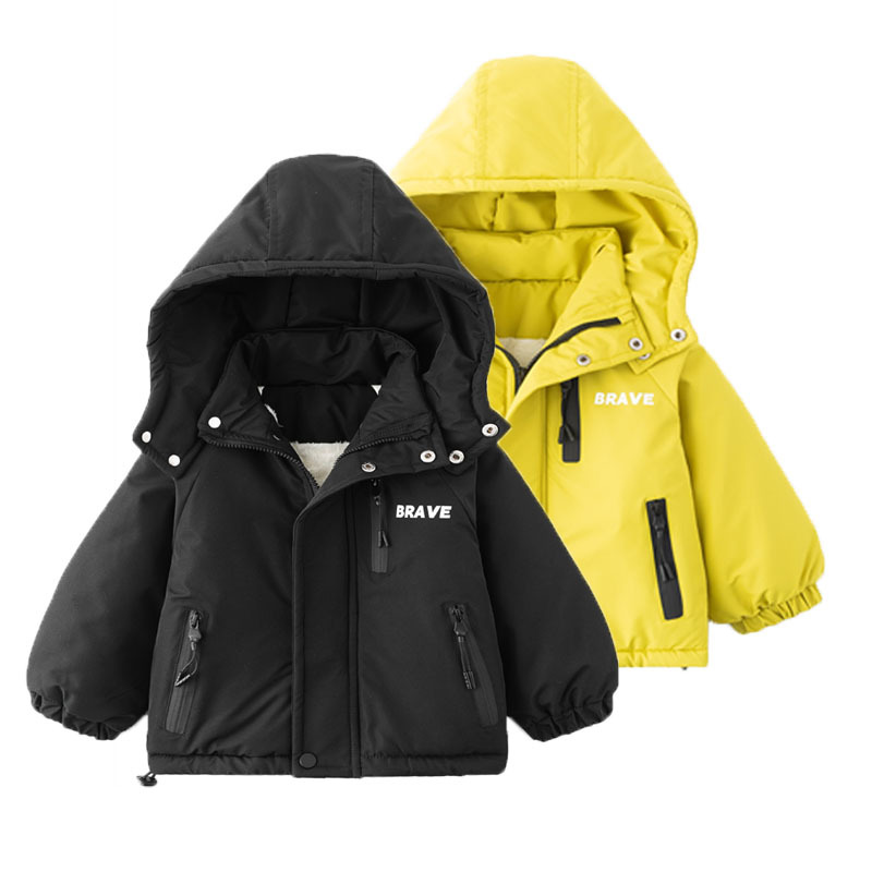 Children's Thick Cotton-padded Winter Coat, 2025 New Style, Cool Hooded Fleece-lined Jacket for Boys, Warm and Thick Cotton-padded Clothing
