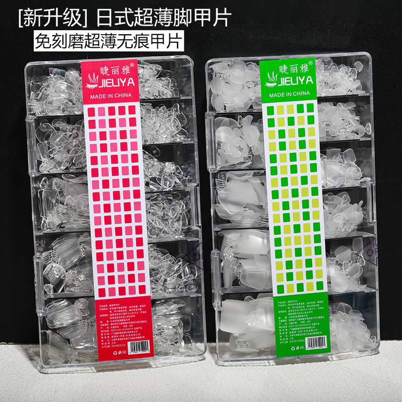 Jieliya Manicure Spring/Summer Collection Ultra-Thin Seamless Full-Cover Transparent Matte Wearable Toe Nail Patches in Box