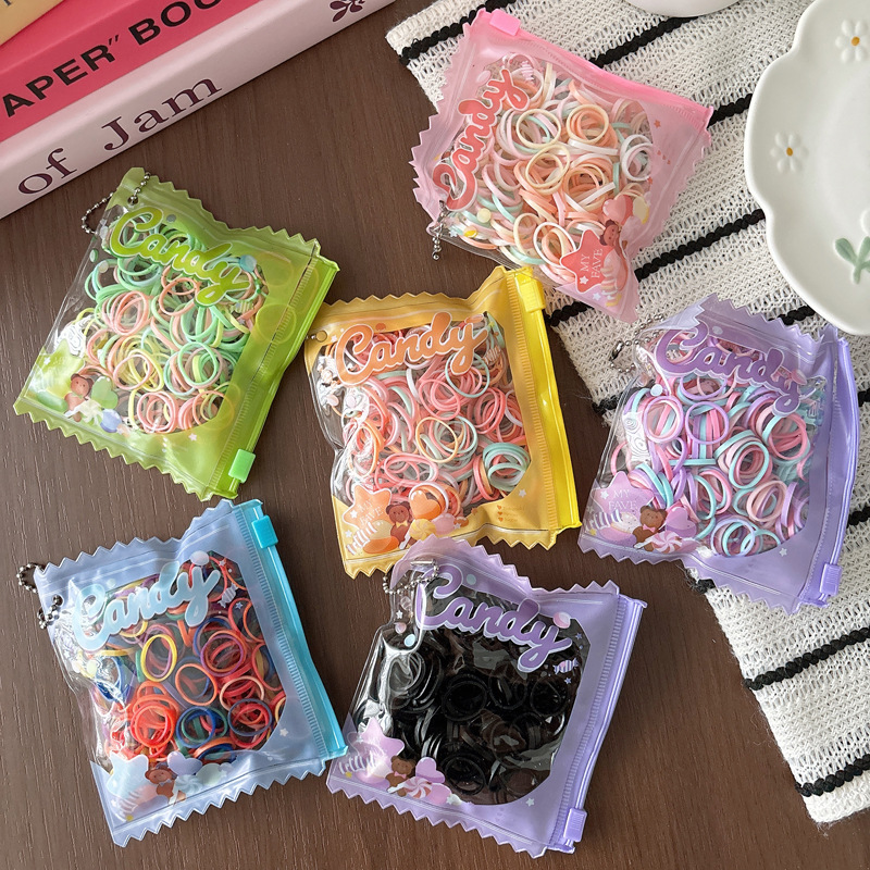Children's Colorful Disposable Hair Ties Cute Candy Bag Girls' Sweet...
