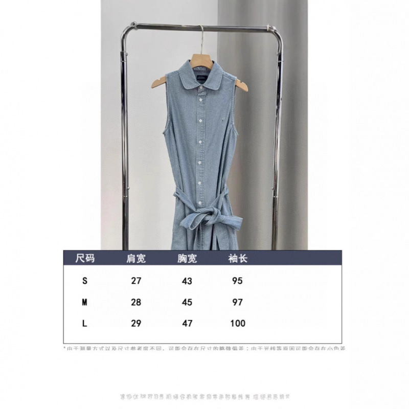 In-Stock High-Quality Version of Ralph Sleeveless Shirt Dress with Pony Logo Embroidery, Cotton Denim, Stylish for Commuting Women In-Stock High-Quality Version of Ralph Sleeveless Shirt Dress with Pony Logo Embroidery, Cotton Denim, Stylish for Commuting Women