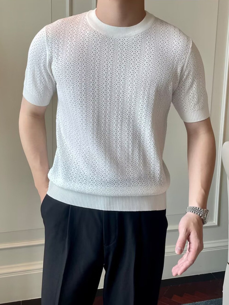 Men's summer silk small design knitted universal sweater with a…