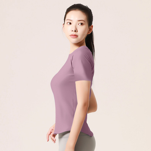 Mesh yoga short-sleeved tight-fitting sports fitness clothing to show breast shaping breathable T-shirt women's short style quick-drying