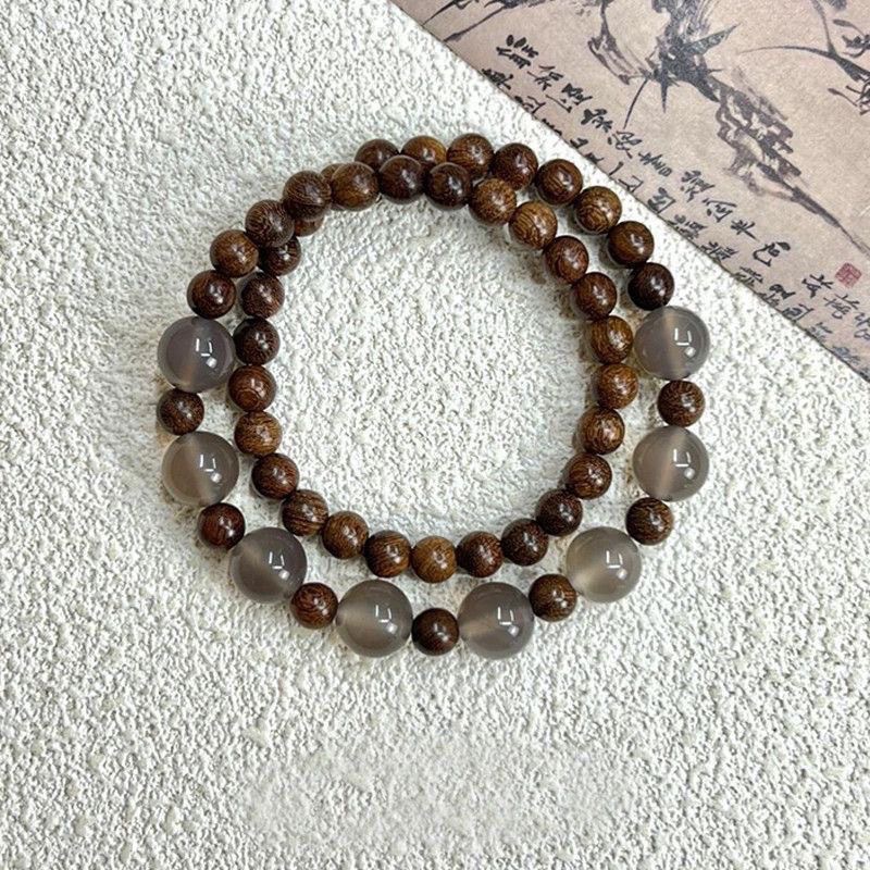 Nueva pulsera de cuentas de paisaje de estilo chino de la mitad de la ciudad Doble capa para usar una pulsera antiguo retro versátil