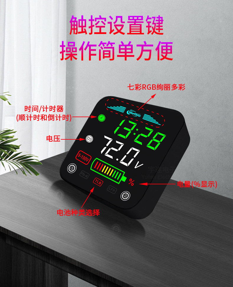 New product 9-100V electric car battery car battery power monitoring instrument general lead-acid lithium iron phosphate ternary lithium