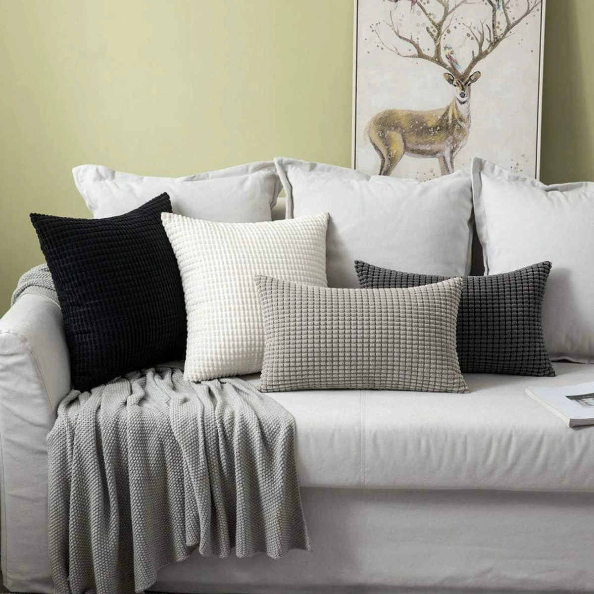 Amazon Независимая станция ins Nordic Подушка Простая Современная Вельветовая подушка для дивана Наволочка для кукурузного зерна