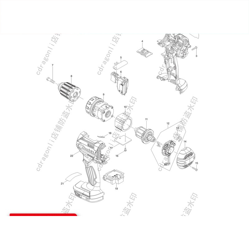 牧田原装配件DDF482充电式起子电钻转子定子碳刷机壳开关主轴齿轮