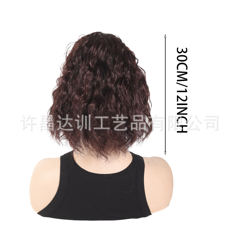 Cabello ondulado vacío sombrero de caballo, peluca sintética de seda de alta temperatura estilo de cabello corto fino de seda de alta temperatura cola de caballo