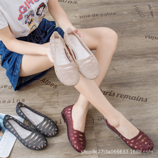 Summer Cave Sandals and Slippers Women's Jelly Crystal Plastic Shoes Transparent Baotou Beach Shoes Hollow Breathable All-match Mesh Shoes