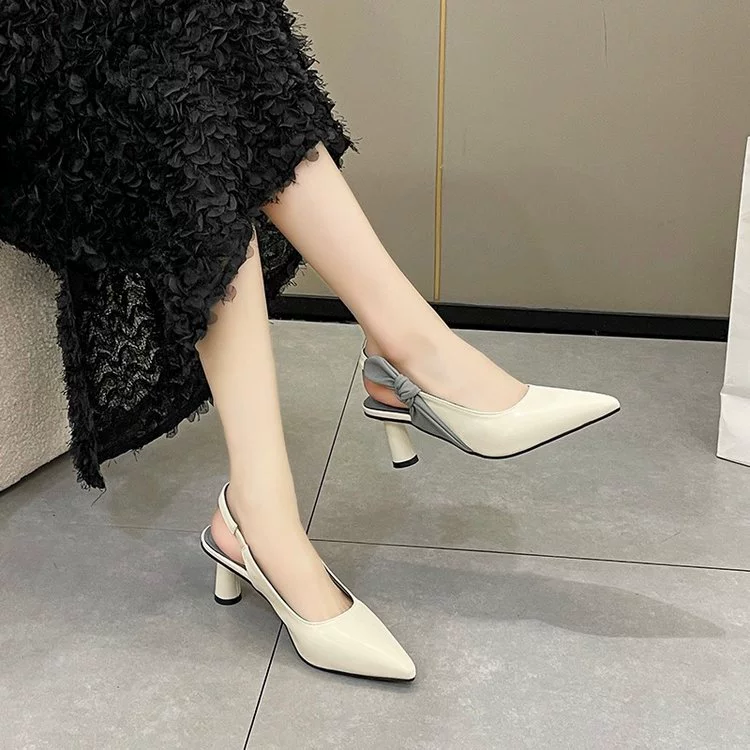 Корейская версия сандалий на высоком каблуке с завязками для женщин 2024 Новый большой размер нишевые туфли на каблуках