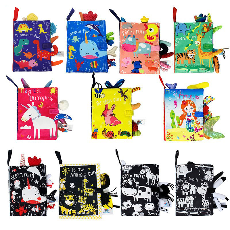 kidsbooks baby cloth book three-dimensional tail baby cloth book tearable black white red ringing paper book toy