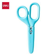 Deli stationery portable children's safety scissors student children with protective cover cutting paper DIY manual anti-adhesive scissors