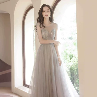 晚礼服女2026夏季新品时尚仙气宴会主持人年会礼服裙新款女