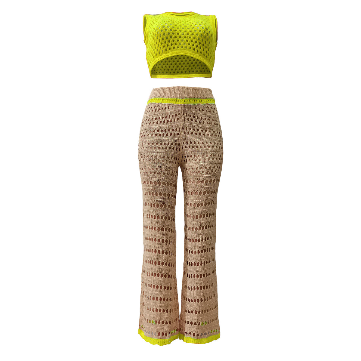 Urban Fashionable Knitted Hand Crochet Outdoor Sports Casual Suit Women Clothing