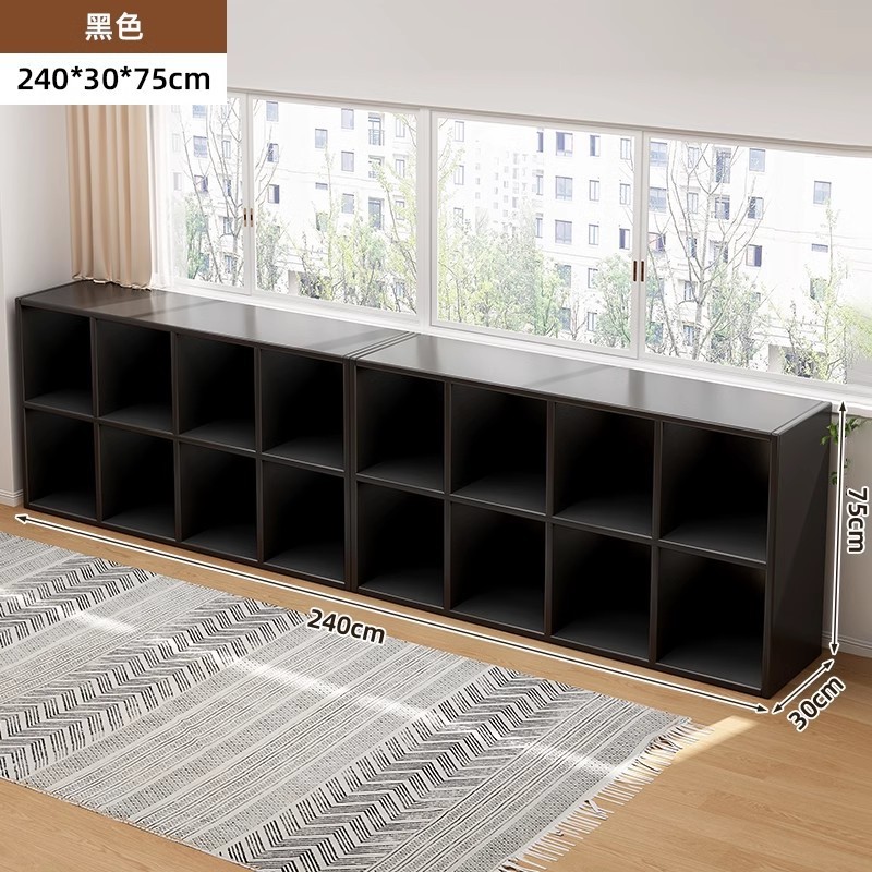 黒キャビネット一体型壁床本棚カレック格子キャビネットソファサイドキャビネット層状収納ラック収納キャビネット|undefined