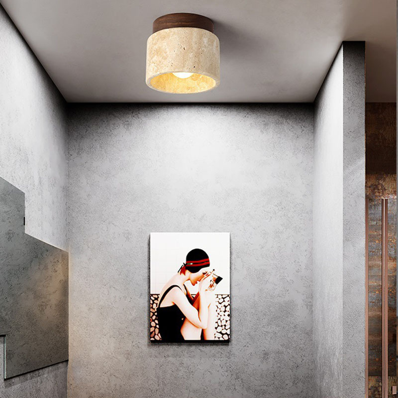 Estilo de seda cueva amarilla lámpara de techo de piedra Arte Creativo nórdico lámpara de techo pasillo japonés entrada B & B balcón