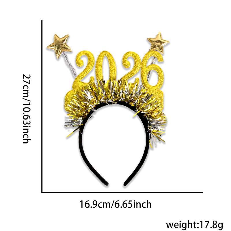 新しい 2026 クリスマスヘッドバンドクリエイティブ大晦日デジタルヘッドバンド新年パーティーの装飾スターカラーストリップヘッドバックル|undefined