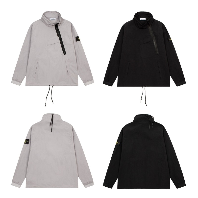 跨境stone island石头岛冲锋衣户外袖标徽章连帽夹克外套男女同款|undefined