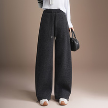 高端品质窄版阔腿裤女2025冬季新款加绒加厚时髦亲肤休闲直筒卫裤