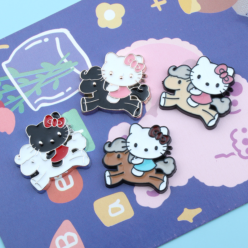 New Creative Kt Cat Riding Cream Glue Accessories DIY Resin Mobile Phone Case Hairpin Refrigerator Magnet Stationery Box Decoration