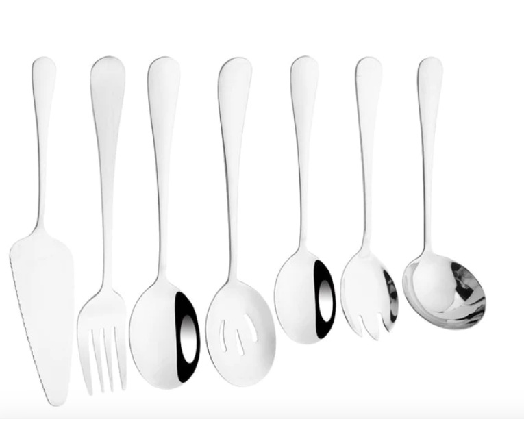 Suministro transfronterizo cuchara de tenedor de acero inoxidable Colador traje de vajilla común cuchara de servicio de clip de carne de comida multiusos