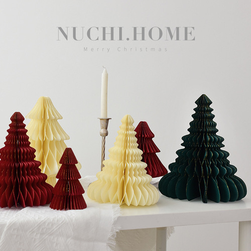 NUCHI Cross-border Christmas Decoration Desktop Christmas Tree Paper Christmas Tree Home Decor INS Window Display