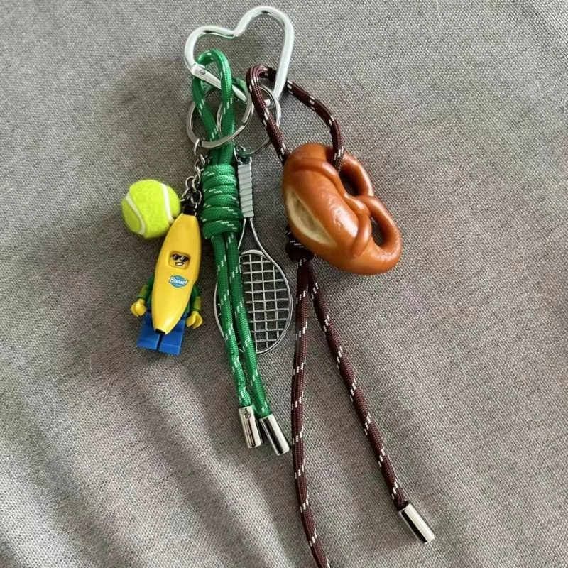 Handmade Baseball Keychain, woven strap handle, assorted cute pendants, 0.1 kg