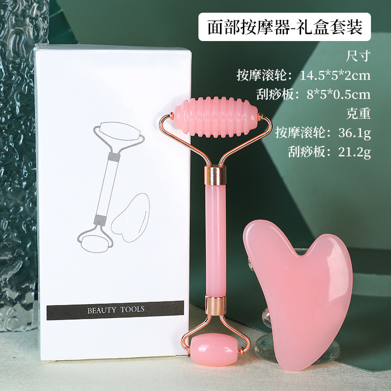 Rodillo facial de cristal en forma de corazón para masaje y lifting