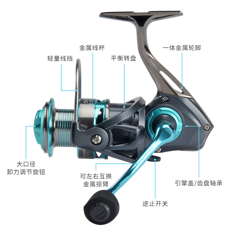 Haodun rueda giratoria al por mayor de metal negro rueda de pesca carretera rueda asiática micro pescado rueda mar Rod rueda objeto grande rueda DK