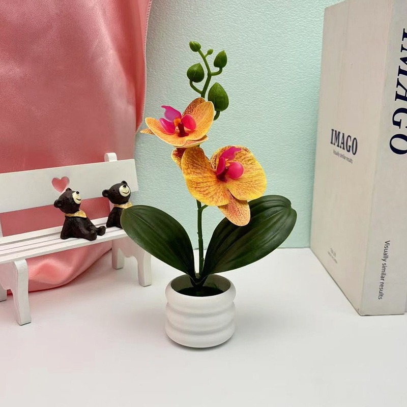 クロスボーダーのシミュレーション胡蝶蘭盆栽花付きデスクトップ装飾プラスチック造花盆栽撮影植木鉢置物花頭|undefined