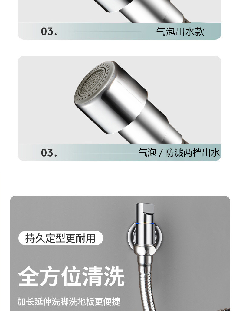 Faucet splash-proof nozzle extension wonder, universal rotatable water inlet conversion pressure-increasing external joint extension pipe accessory undefined