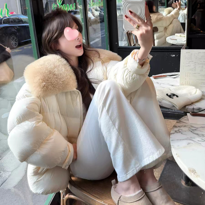 Yuyan European Station 2025 Winter New Designer Style Sheep Wool Large Fur Collar 90% down Jacket for Women