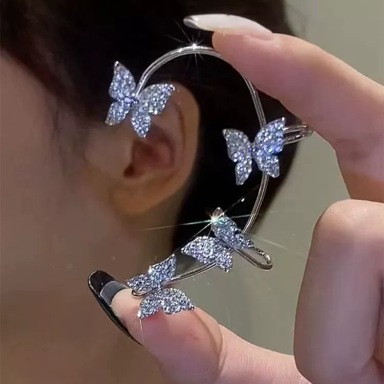 Серьги-ушки, легкая роскошь стиль бабочка серьги-бусы, клип-on без прокола, золото или серебро