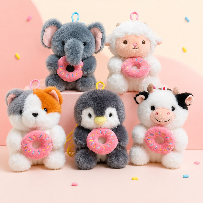 Donut plush toy pendant gift, direct shipment from factory, small animal doll, internet-famous plush toy