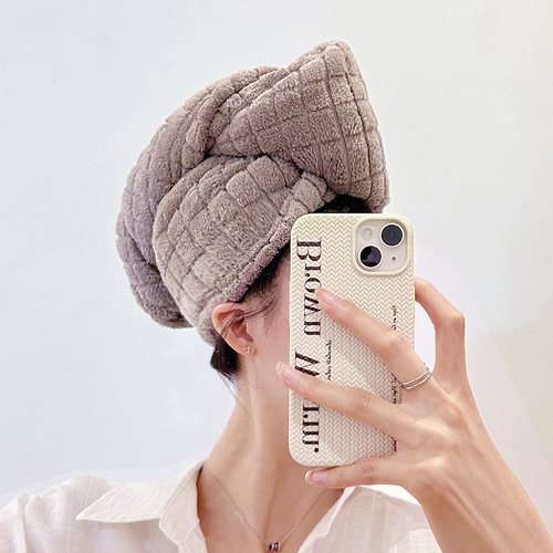 Internet celebrity plaid hair drying cap double-layer thickened women's strong water-absorbent and quick-drying new shower cap and turban hair scrubbing towel