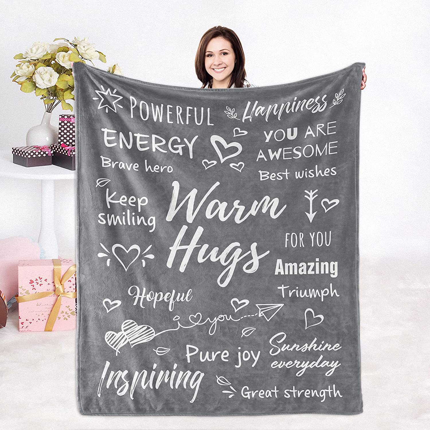 Ins letter envelope flannel healing text warm embrace gift nap blanket_voghion.com